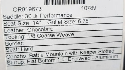 Used Martin Jr. Performance 14’’ Saddle #10789 14’’ / 6.75’’ Used Saddle