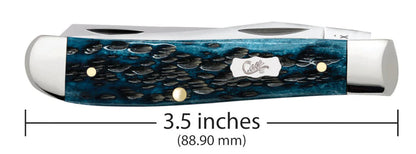 Case  Pocket Worn Blue Bone Peach Seed Jig Mini Trapper Knife