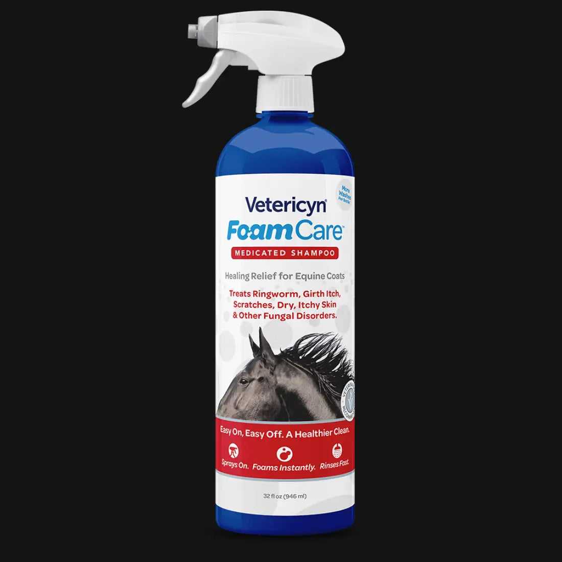 Vetericyn FoamCare® Equine Medicated Shampoo - 32 oz Hair & Coat Care