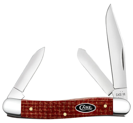 Case Dark Red Burlap Micarta Medium Stockman Knife