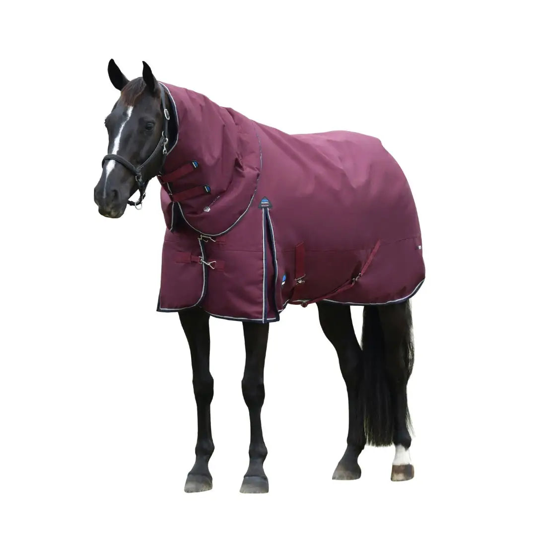 Weatherbeeta ComFiTec Essential Turnout Detach-A-Neck 220G Winter Blanket 69’’ / Burgundy/Navy Winter Blanket