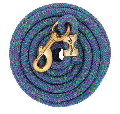 Weaver Poly Lead Rope with a Solid Brass 225 Snap Purple/Sky Blue/Lime Green Halter