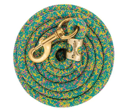 Weaver Poly Lead Rope with a Solid Brass 225 Snap Turquoise/Hot Pink/Bright Yellow Halter