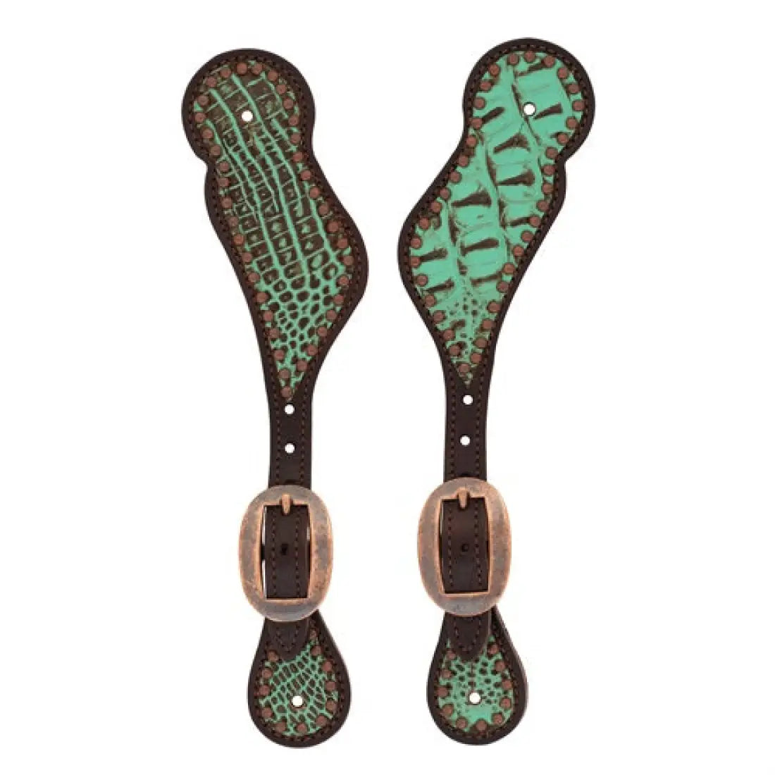 Weaver Turquoise Croc Tack Set Spur Straps Tack Set