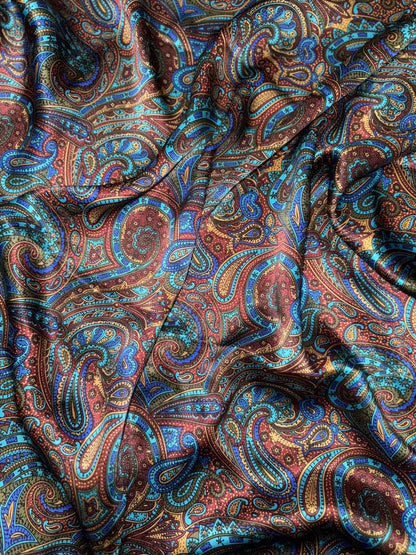 Wild Rags by Lois - Paisley Burg/Blue/Olive Charmeuse / 36x36 Wild Rags & Scarves