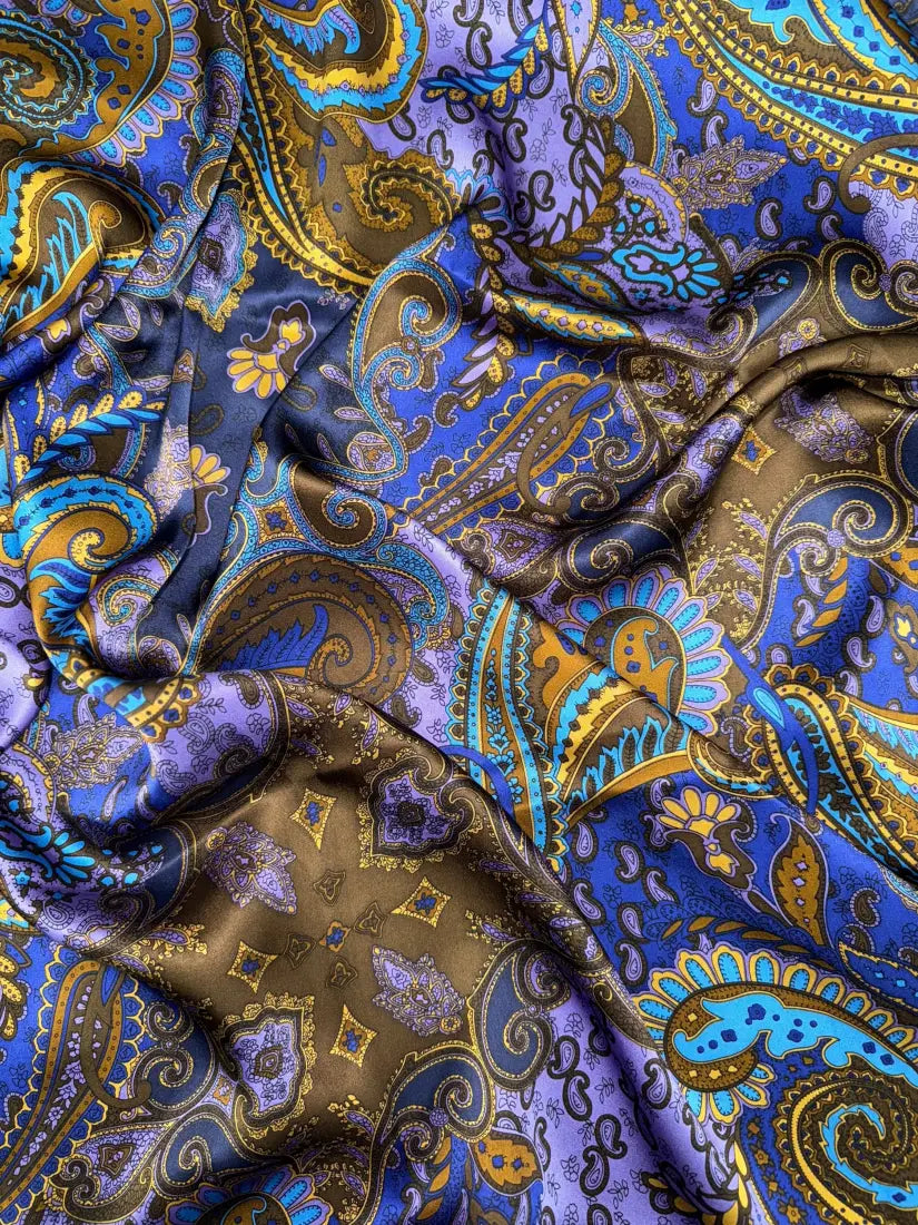 Wild Rags by Lois - Paisley Nouveau Blue/Brown / 36x36 Wild Rags & Scarves