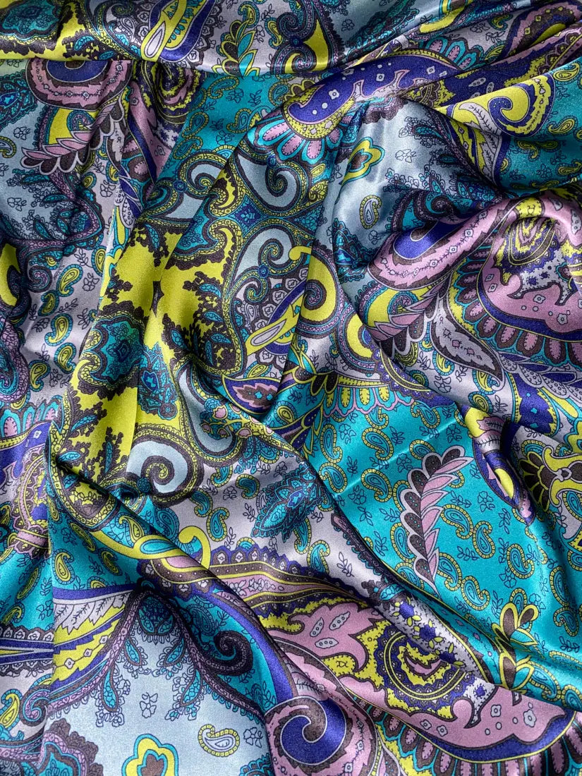 Wild Rags by Lois - Paisley Turquoise/Lavender/Sulphur / 36x36 Wild Rags & Scarves