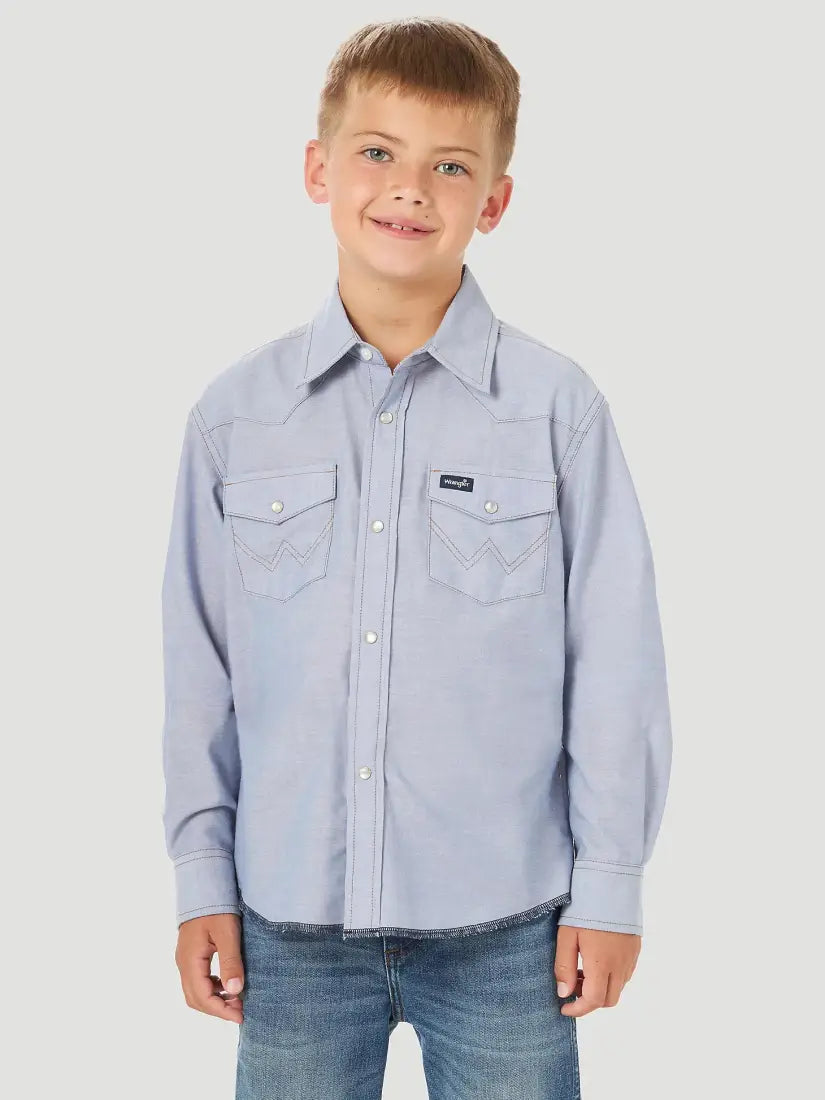 Wrangler Boy’s Cowboy Cut Light Denim Western Shirt Boy’s Western