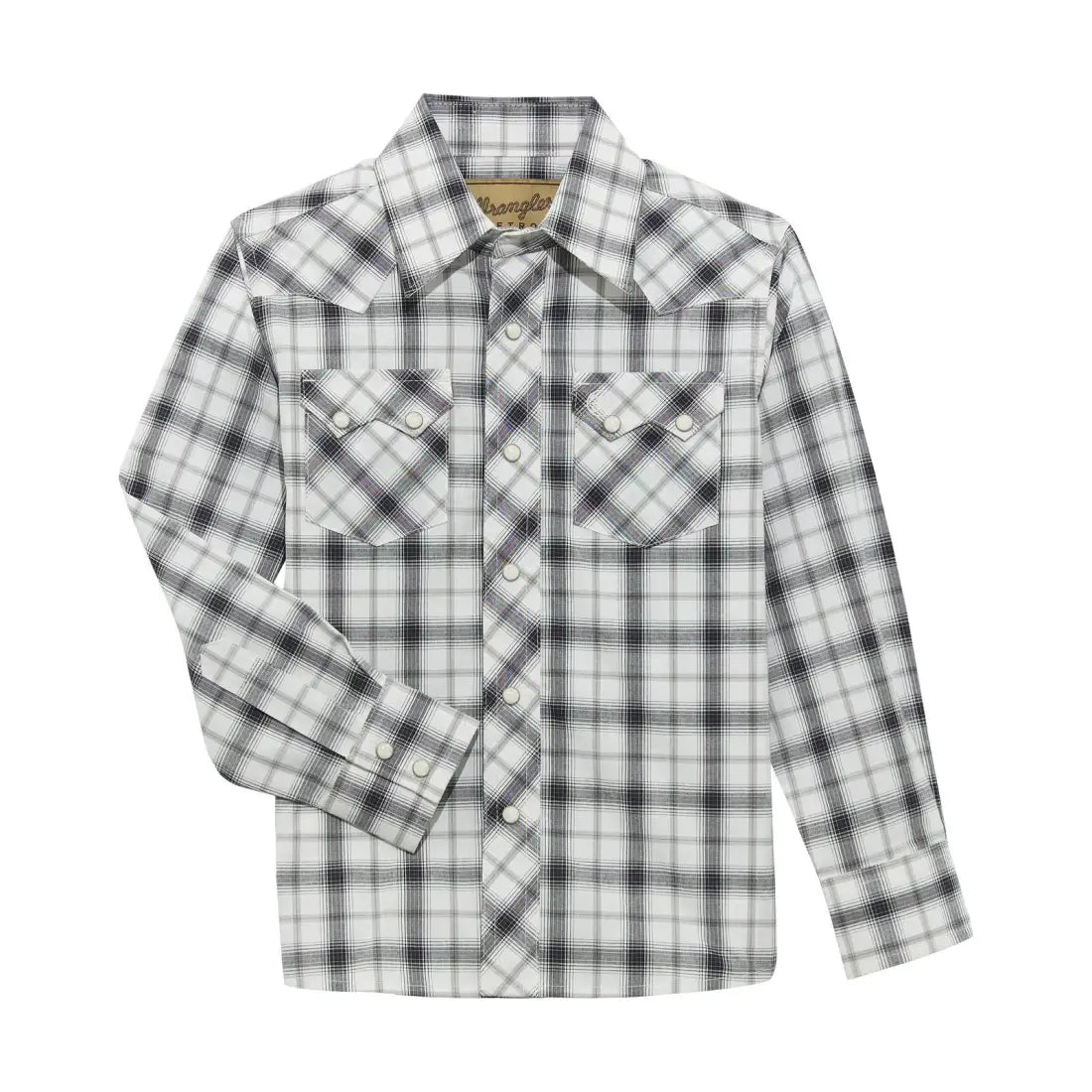 Wrangler Boy’s Retro White & Black Plaid Western Shirt XXSmall Boy’s Western