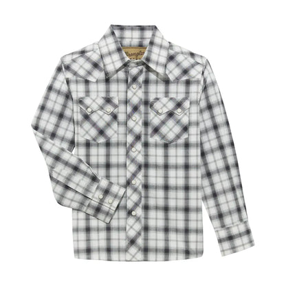 Wrangler Boy’s Retro White & Black Plaid Western Shirt XXSmall Boy’s Western