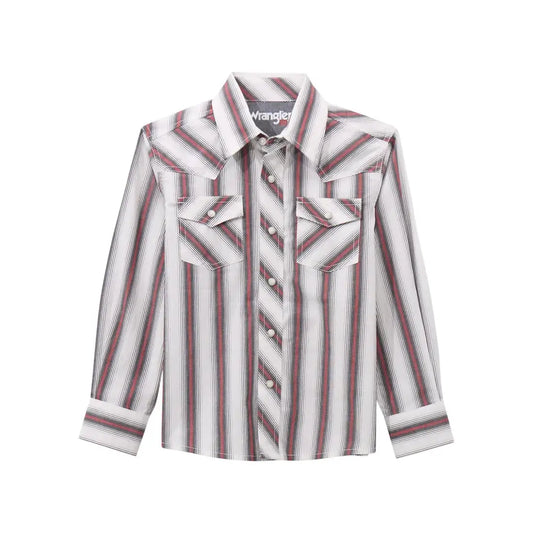Wrangler Boy’s White Multi Stripe 20X Competition Western Shirt Boy’s Western