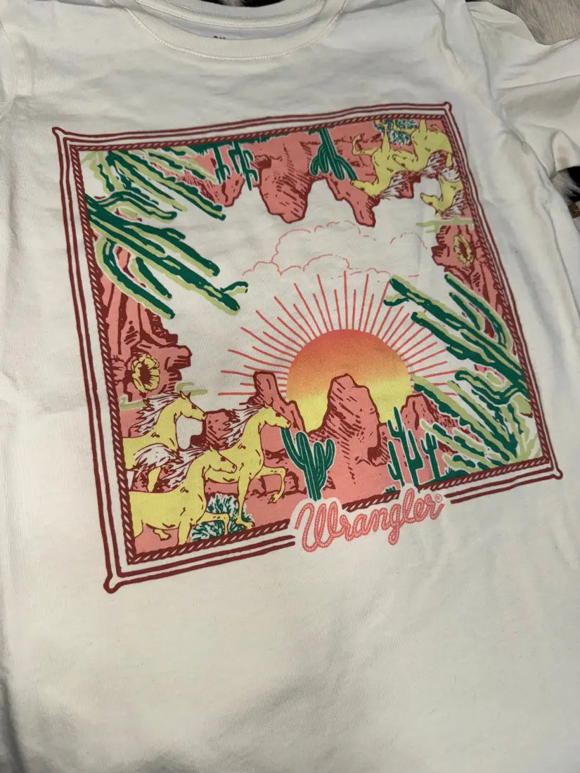 Wrangler Girl’s Cream Desert Cacti T-Shirt XSmall Girl’s T-Shirt
