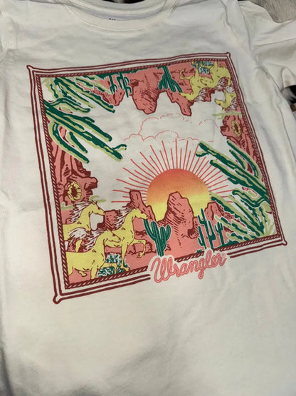 Wrangler Girl’s Cream Desert Cacti T-Shirt XSmall Girl’s T-Shirt