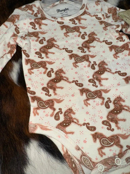 Wrangler Girl’s Infant Paisley Horse Bodysuit 0-3M Girl’s Infant