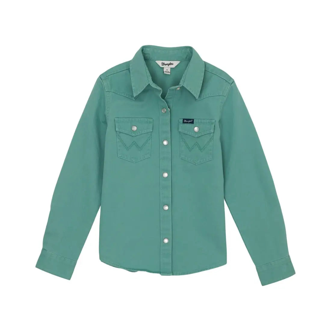 Wrangler Girl’s Teal Colorwash Western Shirt XSmall Girl’s Western