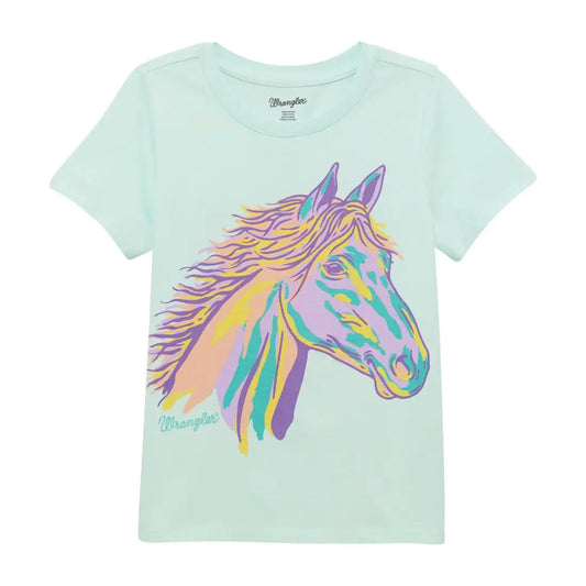Wrangler Girl’s Teal Horse Head T-Shirt XSmall Girl’s T-Shirt