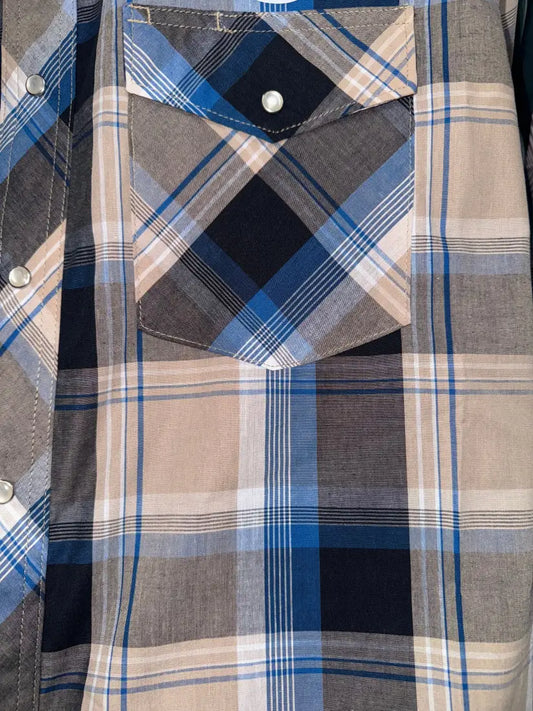 Wrangler Men’s Big & Tall Assorted Sport Western Shirts XLarge Tall / Blue/Tan/Black Large Plaid Men’s Extended Sizes