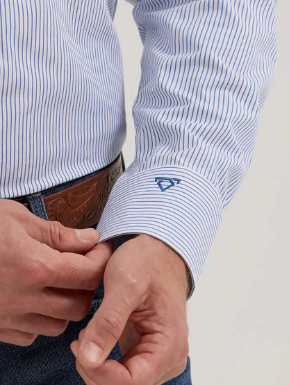 Wrangler Men’s Big & Tall Cody Johnson Blue Pinstripe Western Shirt Men’s Extended Sizes