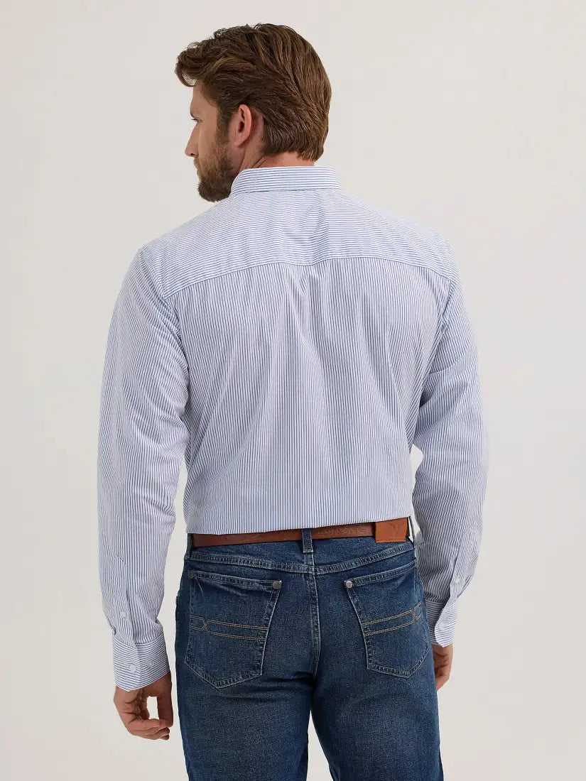 Wrangler Men’s Big & Tall Cody Johnson Blue Pinstripe Western Shirt Men’s Extended Sizes