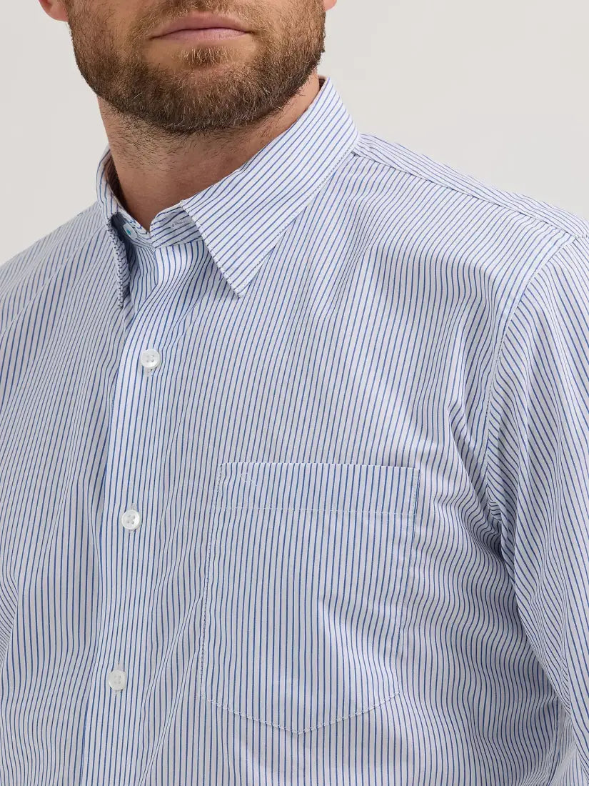 Wrangler Men’s Big & Tall Cody Johnson Blue Pinstripe Western Shirt Large Tall Men’s Extended Sizes