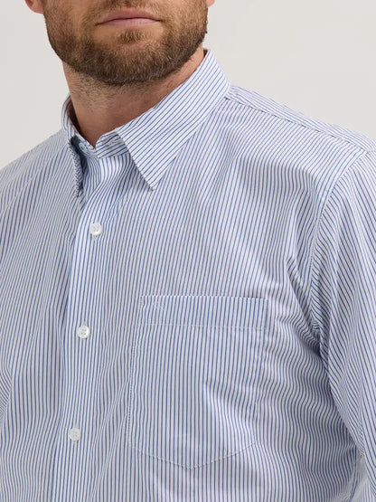 Wrangler Men’s Big & Tall Cody Johnson Blue Pinstripe Western Shirt Large Tall Men’s Extended Sizes
