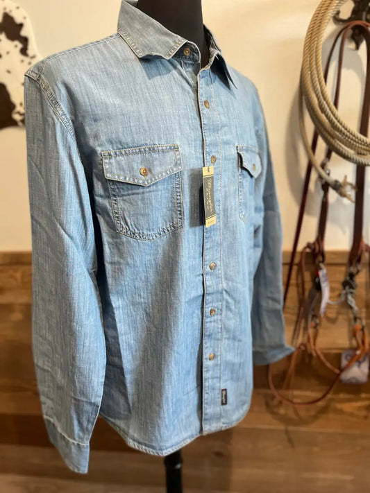 Wrangler Men’s Big & Tall Denim Western Shirt Large Tall Men’s Extended Sizes