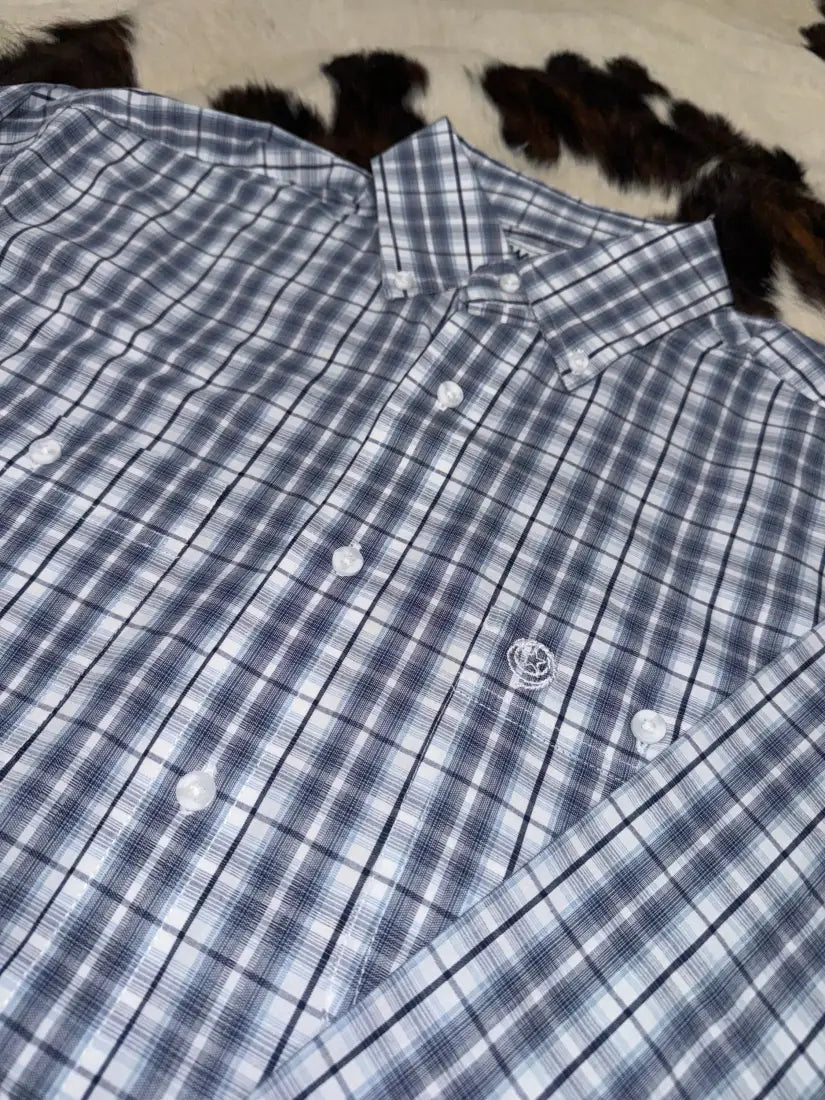 Wrangler Men’s Big & Tall George Strait Dark Blue Plaid Western Shirt Large Tall Men’s Extended Sizes