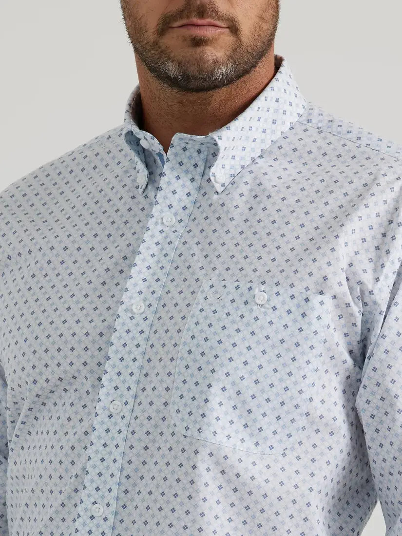 Wrangler Men’s Big & Tall George Strait Quattro Blue Diamond Western Shirt Large Tall Men’s Extended Sizes