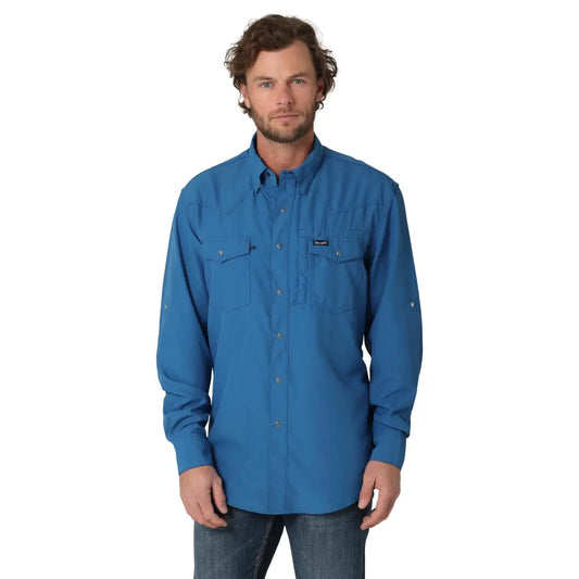 Wrangler Men’s Big & Tall Performance High Tide Western Shirt Medium Tall Men’s Extended Sizes