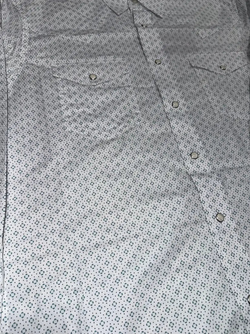Wrangler Men’s Big & Tall White Turquoise Diamond 20X Competition Western Shirt Men’s Extended Sizes
