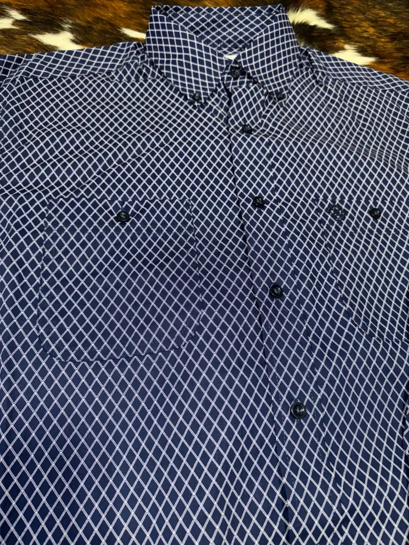 Wrangler Men’s George Strait Navy Diamond Western Shirt Men’s Western