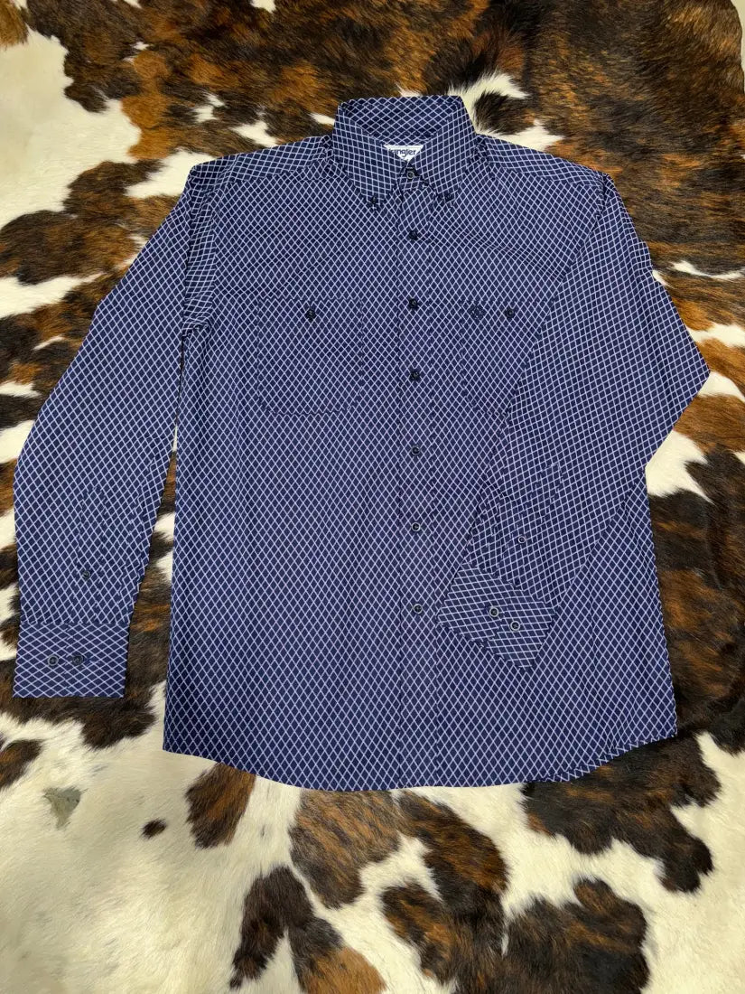 Wrangler Men’s George Strait Navy Diamond Western Shirt Men’s Western