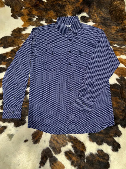 Wrangler Men’s George Strait Navy Diamond Western Shirt Men’s Western