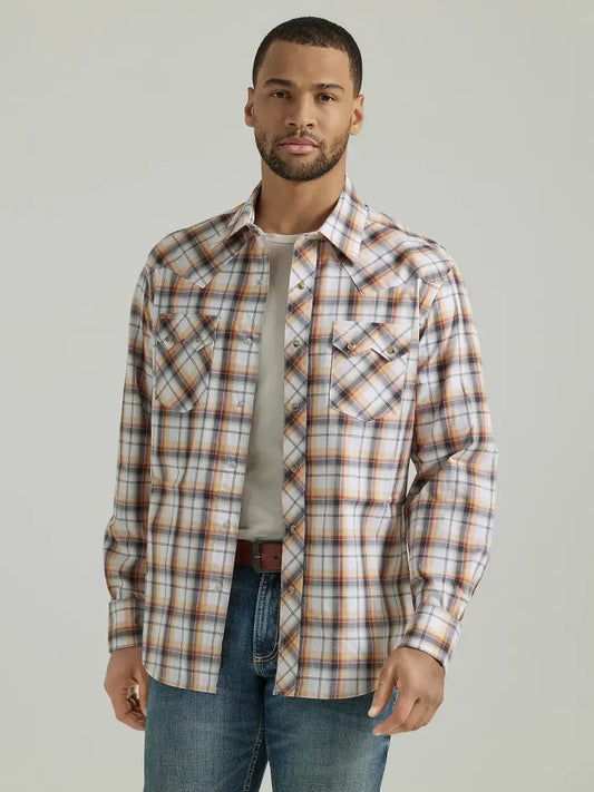 Wrangler Men’s Retro Spiced Plaid Western Shirt Men’s Western