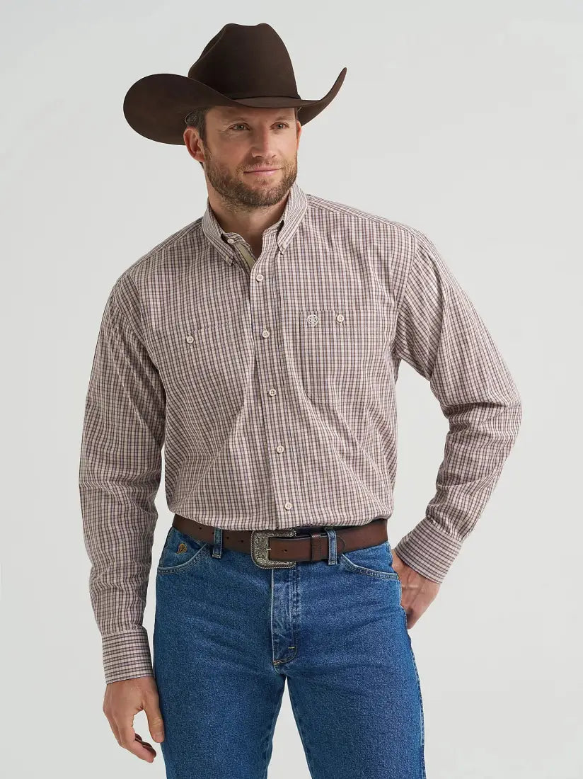 Wrangler Men’s Stone Multi George Strait Western Shirt Men’s Western