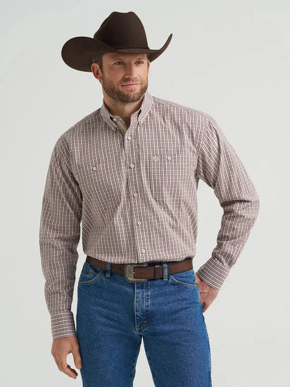 Wrangler Men’s Stone Multi George Strait Western Shirt Men’s Western