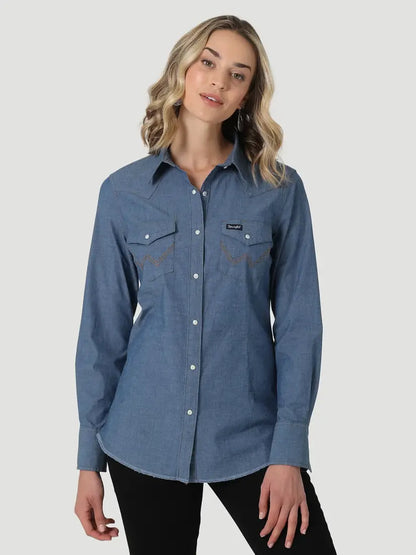 Wrangler Women’s Denim Western Shirt Women’s Western