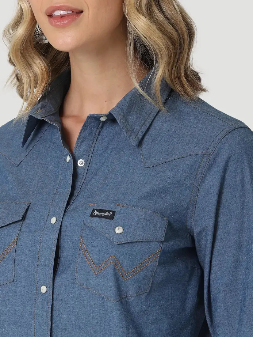 Wrangler Women’s Denim Western Shirt Large Women’s Western
