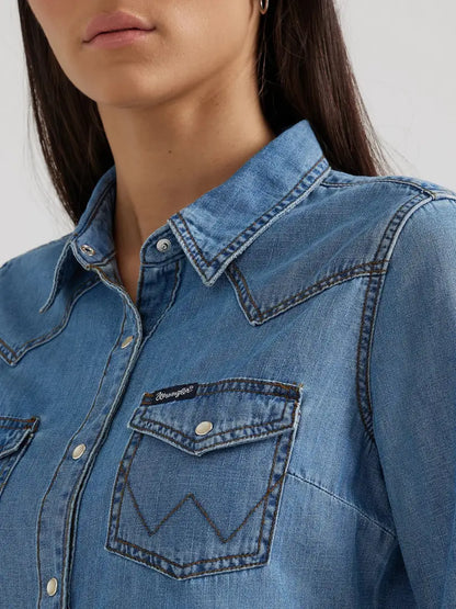 Wrangler Women’s Medium Denim Western Shirt Women’s Western