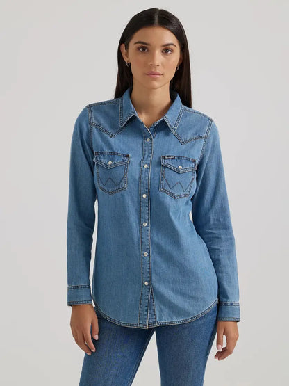 Wrangler Women’s Medium Denim Western Shirt XSmall Women’s Western