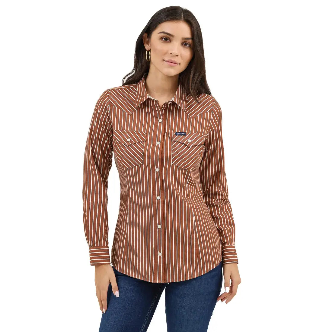 Wrangler Women’s Rust Stripe Retro Western Shirt Women’s Western