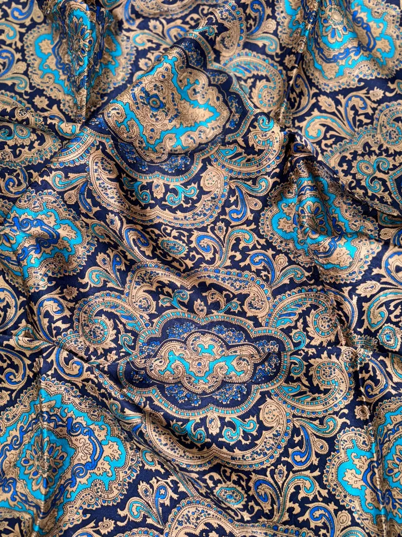 Wyoming Traders Paisley Silk Wild Rag Blue / Gold Wild Rags & Scarves