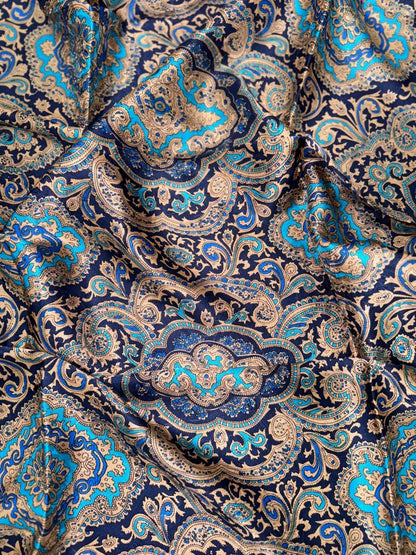 Wyoming Traders Paisley Silk Wild Rag Blue / Gold Wild Rags & Scarves