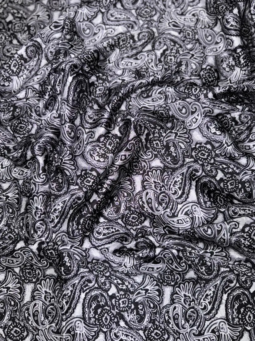 Wyoming Traders Paisley Silk Wild Rag Silver / Smoke Wild Rags & Scarves