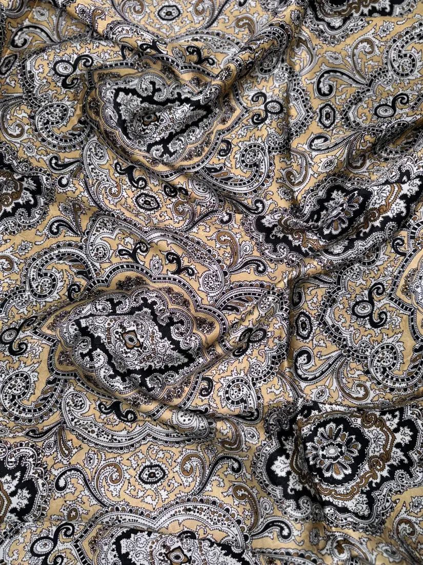 Wyoming Traders Paisley Silk Wild Rag Tan / Black Wild Rags & Scarves