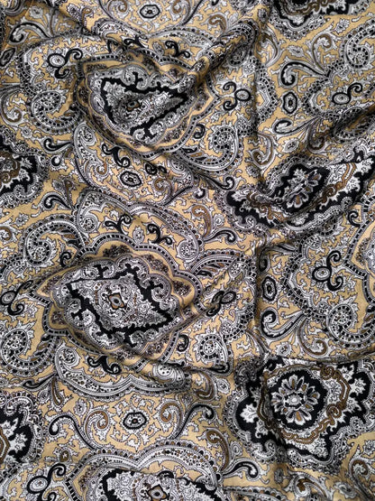 Wyoming Traders Paisley Silk Wild Rag Tan / Black Wild Rags & Scarves