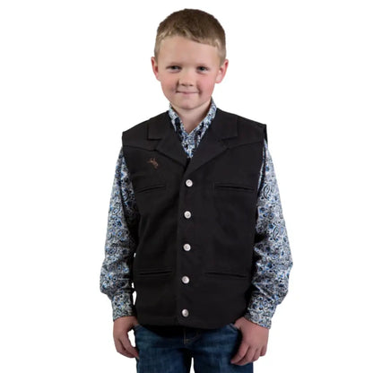 Wyoming Traders Youth Bronco Canvas Vest 4 / Black Boy’s Vest