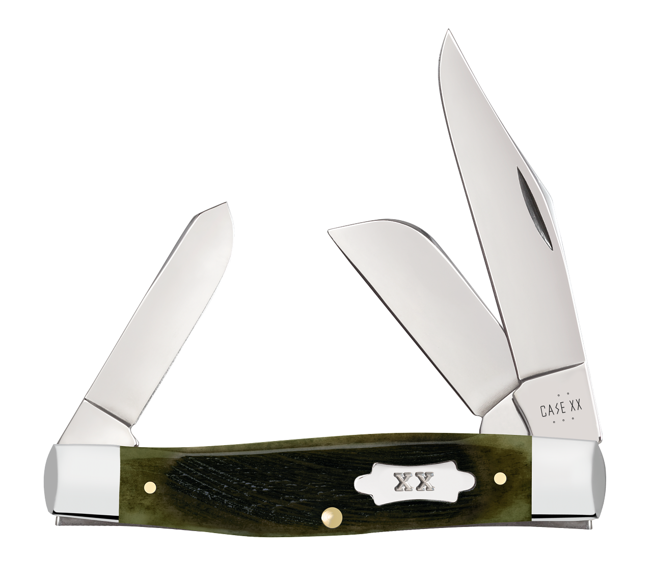 Case Olive Green Bone Sawcut Jig Large Stockman Knife