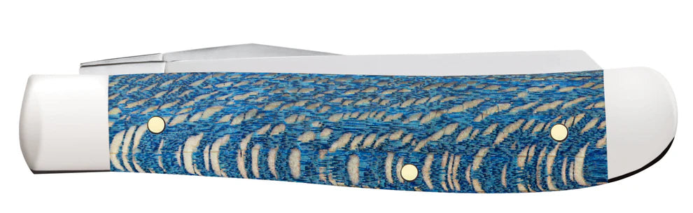 Case Blue Sycamore Wood Smooth Mini Trapper Knife