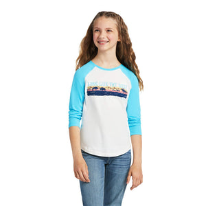 Ariat Girl's White/Sky Blue "Long Live The West" T-Shirt